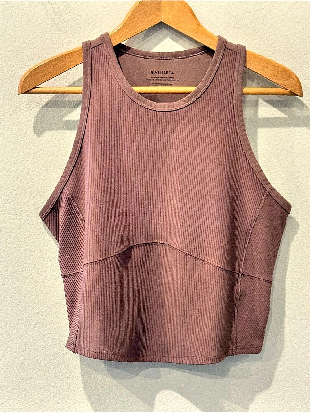Athleta Salutation Rib Mix Tank Ribbed Tank in Smoky Rose XL Like New